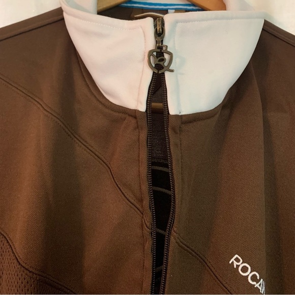 Vintage Authentic Rocawear Brown & White Diagonal Mesh Windbreaker, [Sz 3XL] - Picture 3 of 15